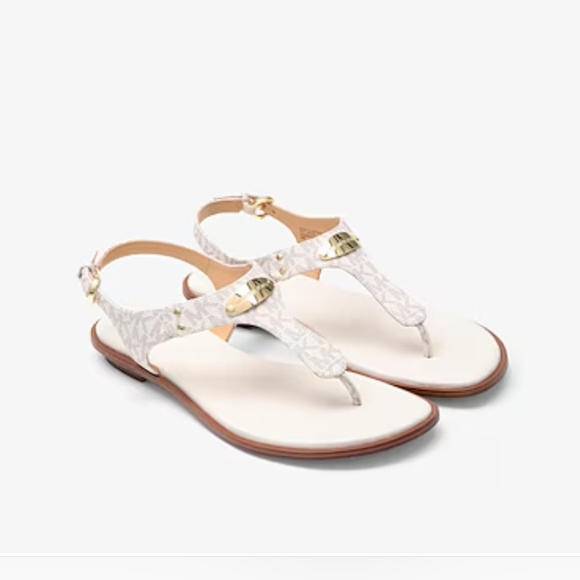 Michael Kors Sandals Women’s Size 8 – Vanilla With Signature MK Logo - Picture 2 of 4